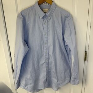 GANT Blue Oxford Shirt Solid Cotton Long Sleeve Button Down Mens Size‎ 2XL XXL